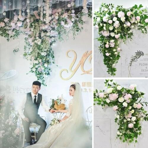 Wedding tree is spring flower row flower sign - in table stage window reception area wedding background wall