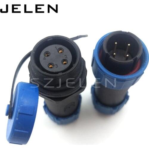 SY17, ip68 waterproof connector 4 pin , Power cable wire 4-pin connectors, LED outdoor cable connector plug socket 4 pin