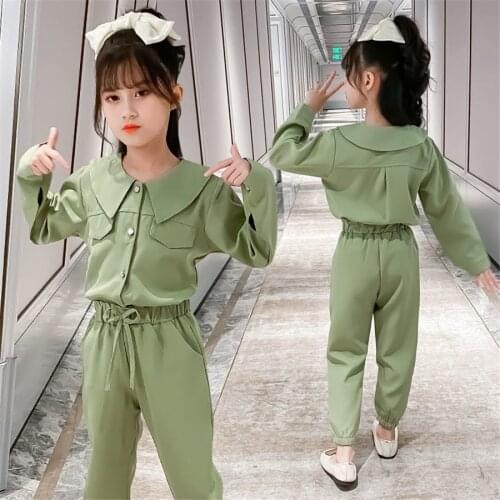 Teenage Clothes solid color top & Pants 2PCS Kids Clothes Girl Long Sleeve Clothes For Girls Spring Casual Tracksuit For Girls
