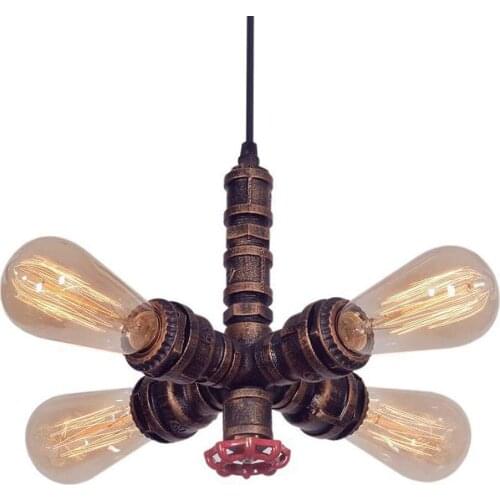 Vintage Industrial Water Pipe Pendant Light Retro Loft Steampunk Chandelier Lamp Cafe Bar Restaurant Kitchen Bedroom Lights LED