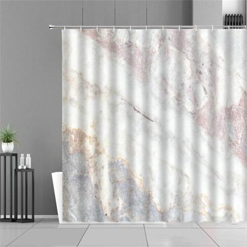 Multi-Colored Marble Natural Irregular Vein Pattern Shower Curtains Waterproof Polyester Fabric Bathroom Curtains For Home Decor