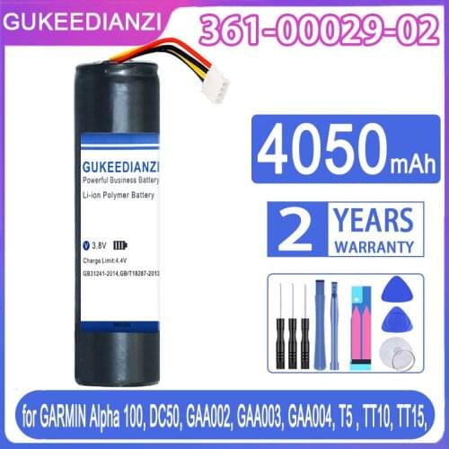GUKEEDIANZI Replacement Battery 361-00029-02 4050mAh For GARMIN Alpha 100, DC50, GAA002, GAA003, GAA004, T5 , TT10, TT15
