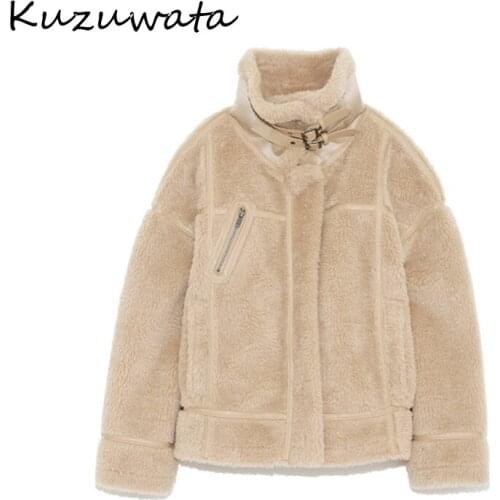 Stand All-match Fashion Collar Coat Autumn Winter Sweet Cute Warm Women Jacket 2021 Double Pockets Loose Ropa Mujer