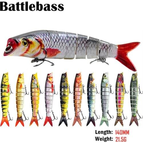 1PCS 14CM 21.5G Minnow Multi-section Wobblers Artificial Fishing Tackle Double Hook Hard Bait Sinking Jig Perch Carp Lure