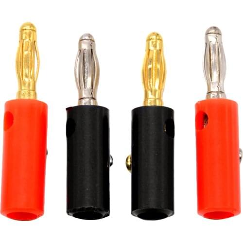 10pcs/lot Audio Speaker Screw Banana Gold Silver Plate Plugs Connectors 4mm Black Red