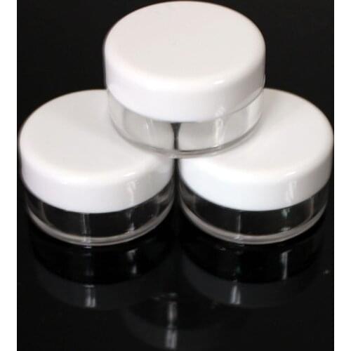 1000PCS / 5G Cream Jar, white Empty Plastic Cosmetic Container, 5ml clear jar, Small Sample Makeup Sub-bottling nail powder case