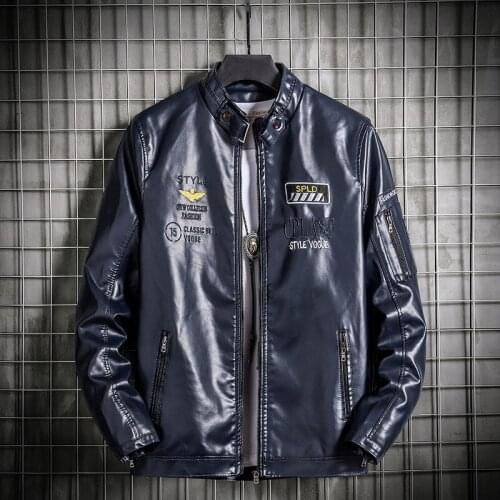 2020 Men Casual The letter Leather Fleece Jackets mens windbreaker jackets Biker jacket Mens coat Autumn Winter New coat The