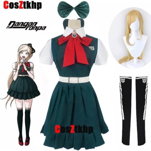 2021 Anime Danganronpa 2 Despair Sonia Nevermind Cosplay Dress Woman Girls Party Halloween Costume JK School Uniform Dresses Wig