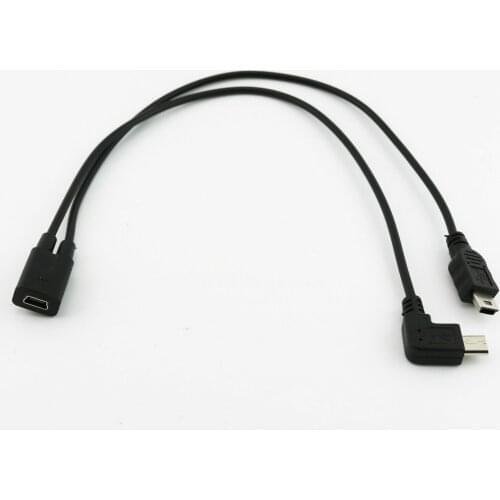 3pcs Mini USB 5 Pin Female to Micro 5 Pin Angled & Mini 5 Pin Male Y Splitter Cable 30cm