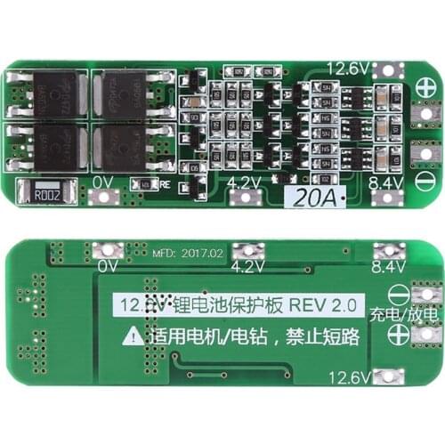 3S 20A Li-ion Lithium Battery 18650 Charger PCB BMS Protection Board 12.6V Cell 64x20x3.4mm Module