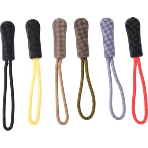 6Pcs Color Rope Zipper Pull Apparel Bag Tactical Backpack Accessories Zip Puller DIY Zipper Head Cord Strap Lariat Slider #WW