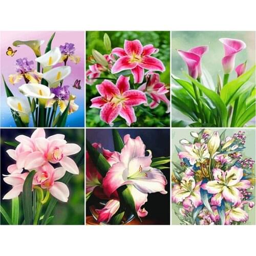 LZAIQIZG 5D Full Square/Round Diamond Painting Flower Art Rhinestone Diamond Embroidery Floral Diamond Needlework Home Decor