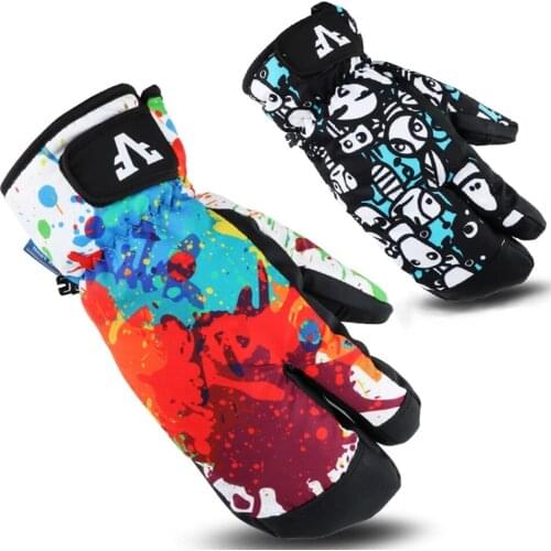 AS FISH Brand Winter Warm Ski Gloves kids Snowmobile Mittens Snowboard Gloves