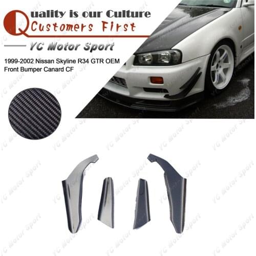Car Accessories Carbon Fiber OEM Style Front Bumper Canards 4pcs Fit For 1999-2002 R34 GTR Front Bumper Canard