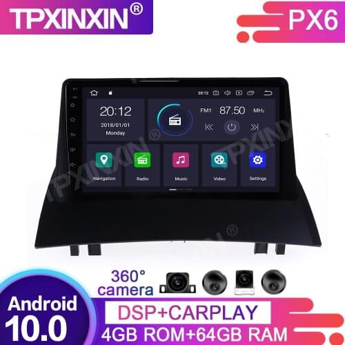 360 Cameras Screen Android 10.0 4+64G For Renault Megane 2 2002-2009 Car Multimedia Player GPS Navi Headunit Radio Audio Stereo