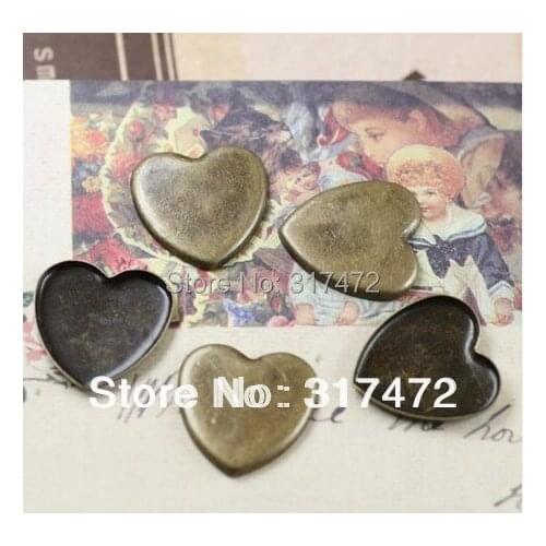 Free shipping!! Good DIY Copper plating bronze pendant base fit into 14mm hearts Cabochon Setting findings