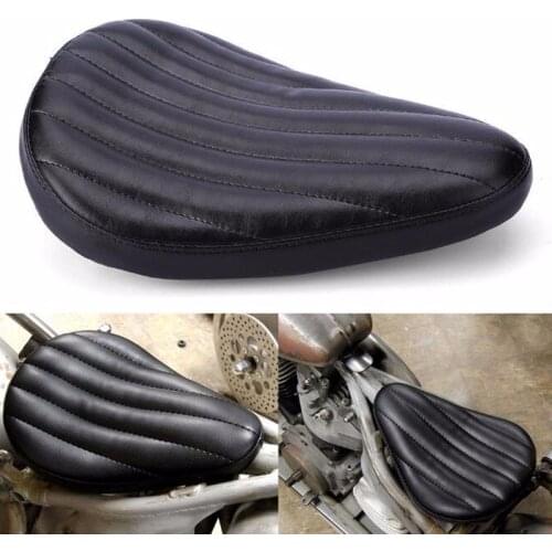 Motorcycle Black Tuk & Roll Leather Contoured Solo Seat Saddle Universal For Harley Honda Chopper Custom Bobber Sportster XL