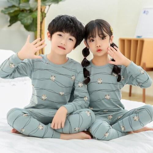 Kids Pajamas 2020 Autumn Girls Boys Sleepwear Nightwear Baby Infantil Clothes Suit Cartoon Pajama Sets Cotton Childrens Pyjamas