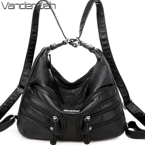 Design Shoulder Bags for Women 2021 Sac A Dos Multifunction Women Backpack Soft Leather Back Pack for Girls Rucksack Mochila