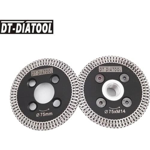 DT-DIATOOL 2pcs 75MM Hot Pressed Mesh Turbo Diamond Saw Blade 1pc Removable M14 flange Cutting Carving Disc for Stone Marble