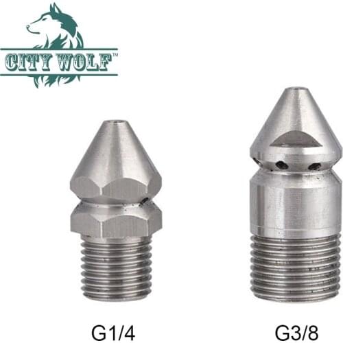 City Wolf High Pressure Washer Pipe Cleaning Sparyer Nozzle Stainless Steel Garden Accessories