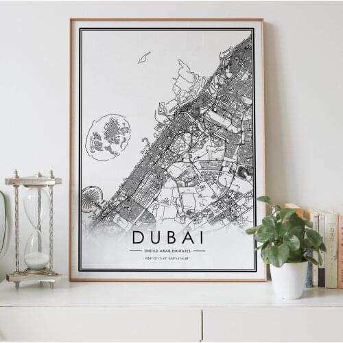 DUBAI city map Nordic Living Room Decoration Canvas Poster Modern Home Decor Art Print Painting