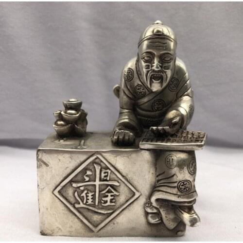 Chinese White copper count old man crafts statue