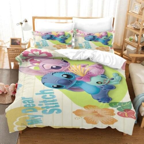 Disney Bedding Set Lilo and Stitch Duvet Cover Pillowcases Kid Bed Linen Twin Full Queen King Size Bedclothes For Children Adult
