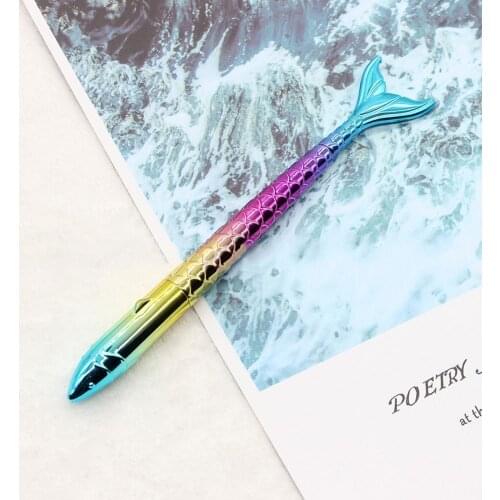 Creative Stationery Cartoon Mermaid Modeling Ballpoint Uv Pen Color Pen Colorful Plating Tail School Supplies Fish Gradient N4J9