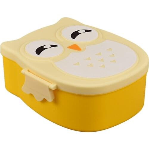Owl Lunch Box Food Container Storage Box Portable Bento Box Yellow Bento Box Container With Compartments Case for Kids Student