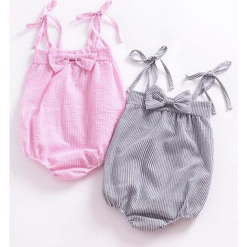 Fashion Newborn Infant Baby Girls Rompers Cotton Summer Sleeveless Flower bow-knot Baby Girls Clothing Bandage Jumpsuit Playsuit