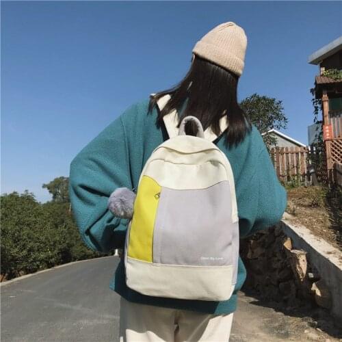 2021 New Colors Match Teenagers Fashion Design Women Canvas Backpack Middle School Student Useful Book Bags Girls Leisure Travel