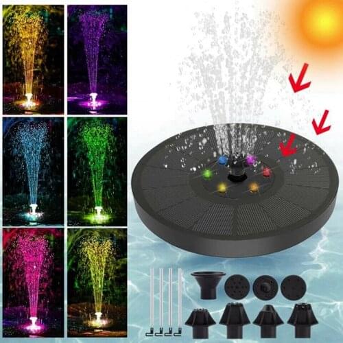 New Solar Powered Floating Pump Water Fountain Birdbath Home Pool Garden Decor 6LED Solar RGB Colored Light