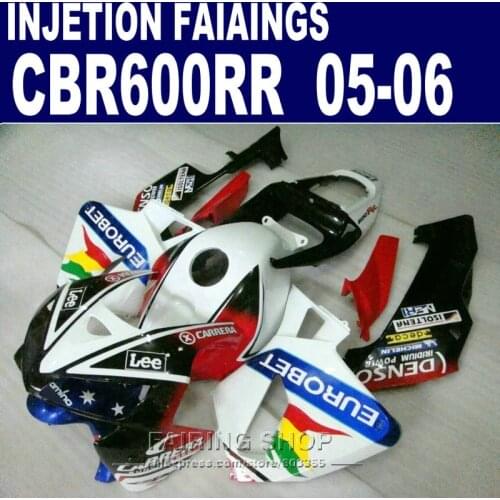 CBR 600RR 05 2005 Fairings For HONDA ( White EUROBET sticker) cbr600rr 06 2006 Injection Fairing kit 100%fit l117