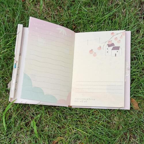 Creative Clear Sky Dream Cute Cartoon Student Notebook Thicken Lock Code Book A5 Childrens Diary