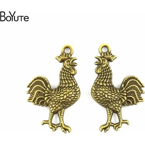 BoYuTe (50 Pieces/Lot) 19*30MM 3 Colors Charms Chicken Cock Rooster Metal Pendant Findings Accessories Diy Vintage Necklace