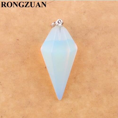 RONGZUAN Natural Opal Gem Stone Pendant Beads Pyramid Reiki Chakra Dangle Pendant for Necklace Fashion Women Jewelry TN3477