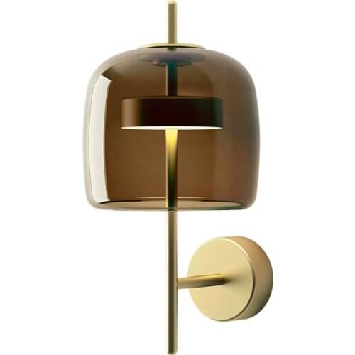 Nordic Creative Smoky Grey Glass Wall Lamp Warm Study Bedroom Living Room Designer Modern Luxury Decorative Wall Lamp Dark Brown