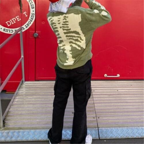 Y2K Skeleton Print Sweaters Grunge Oversized Autumn Knit Pullover Female 90S Vintage Long Sleeve Harajuku Clothes 2021 Casual