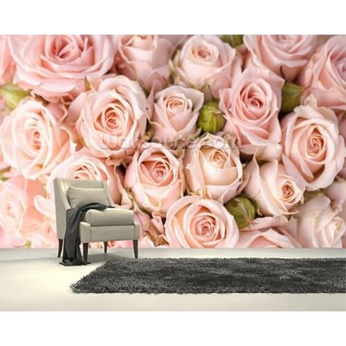 Custom photo Textile Wallcoverings, Bright Pink Roses,3D murals for living room bedroom kitchen background wall PVC wallpaper