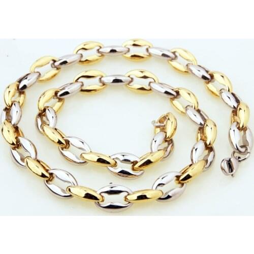 Tiasri Necklaces Bracelets for Men and Women High Quality Stainless Steel Melon Seed Chain Flat Hip-hop Style Gift Jewelry