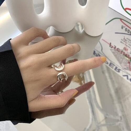 Orgin Summer Minimalist Double Layer Metal Irregular Ring for Women Fashion Hollow Out Ring Everyday Gifts Jewelry Accessories