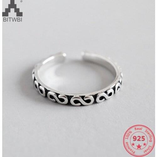 925 Sterling Silver Korean Version Fashion Personality Retro Opening Ring Gifts For Women Silver Jewelry
