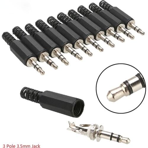 1/5/10pcs 3.5mm Jack Stereo 3 Pole Male Jack for DIY Headset Earphone Used for Repair Earphone Solder Plug Connector Adapter