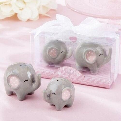 100pcs=50sets Baby shower favor 'Mommy and Me - Elephant ceramic Salt and Pepper Shaker Wedding Favors and Gifts