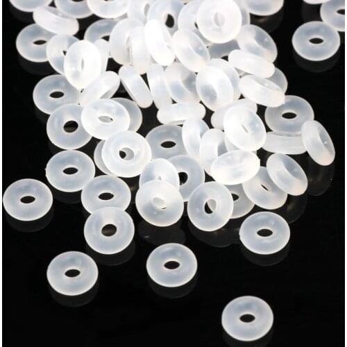 100PCS/LOT 4.5mm/6mm/7mm/8mm White Rubber Stopper Rings Charms Fit Leather Rope Non-Slip Jewelry Making DIY Positioning Beads