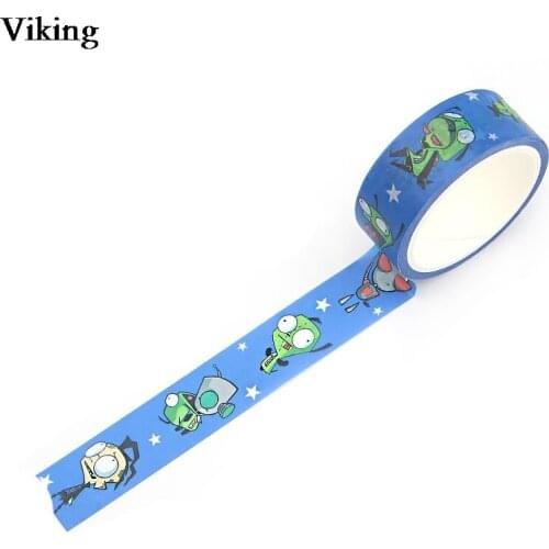 20pcs/set 15mmX5m Alien Washi Tape Cool Adhesive Tape Stickers Alien Masking Tape Cool Cartoon Decals for Men Women G0582