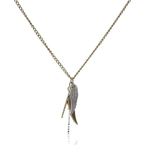 2019 Bronze Fashion Pendant Necklace Neutral Zinc Alloy Ornament Angel Wing Feather Pendant Necklace Wedding Birthday Present