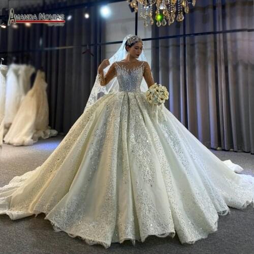 2021 Luxury beading wedding dress amanda novias work design dubai wedding dresses