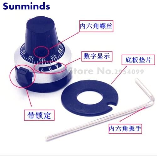 3PCS WXD3-13 3590S 6.35mm precision scale knob potentiometer knob equipped with multi-turn potentiometer 3590S-2